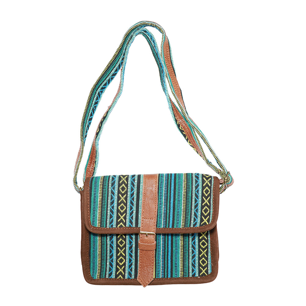 Blue Hemp Shoulder Bag | Handmade | Small | Crafted