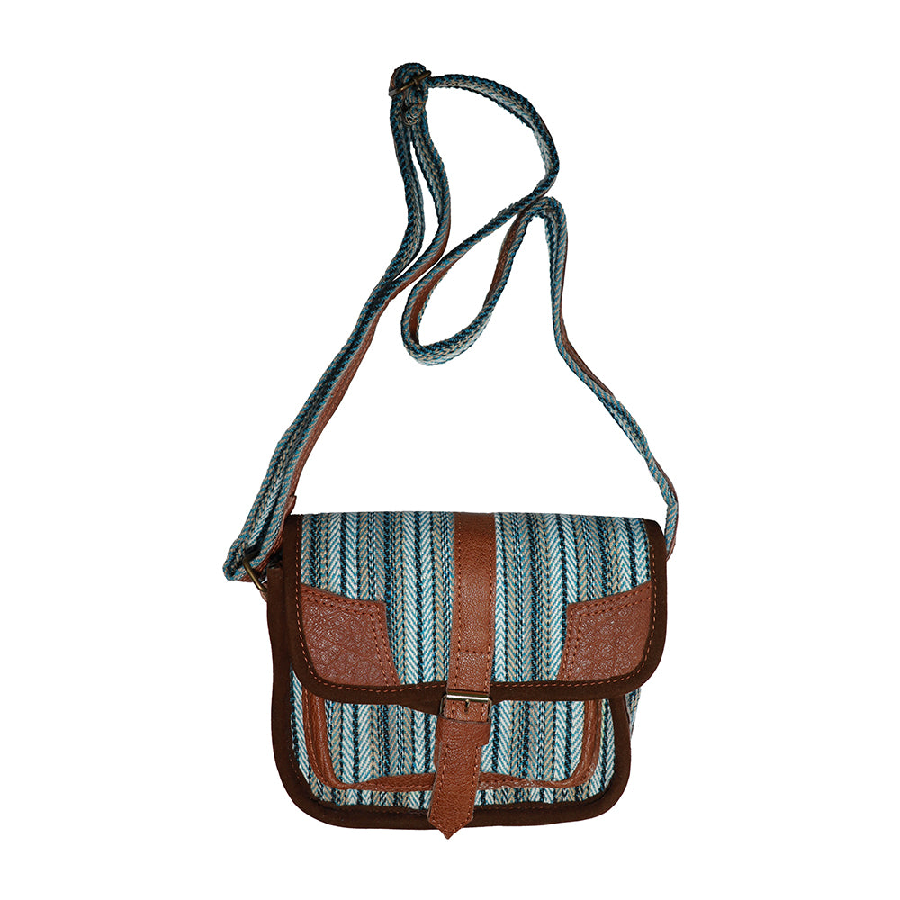Light Blue Hemp Shoulder Bag | Handmade | Small | Crafted