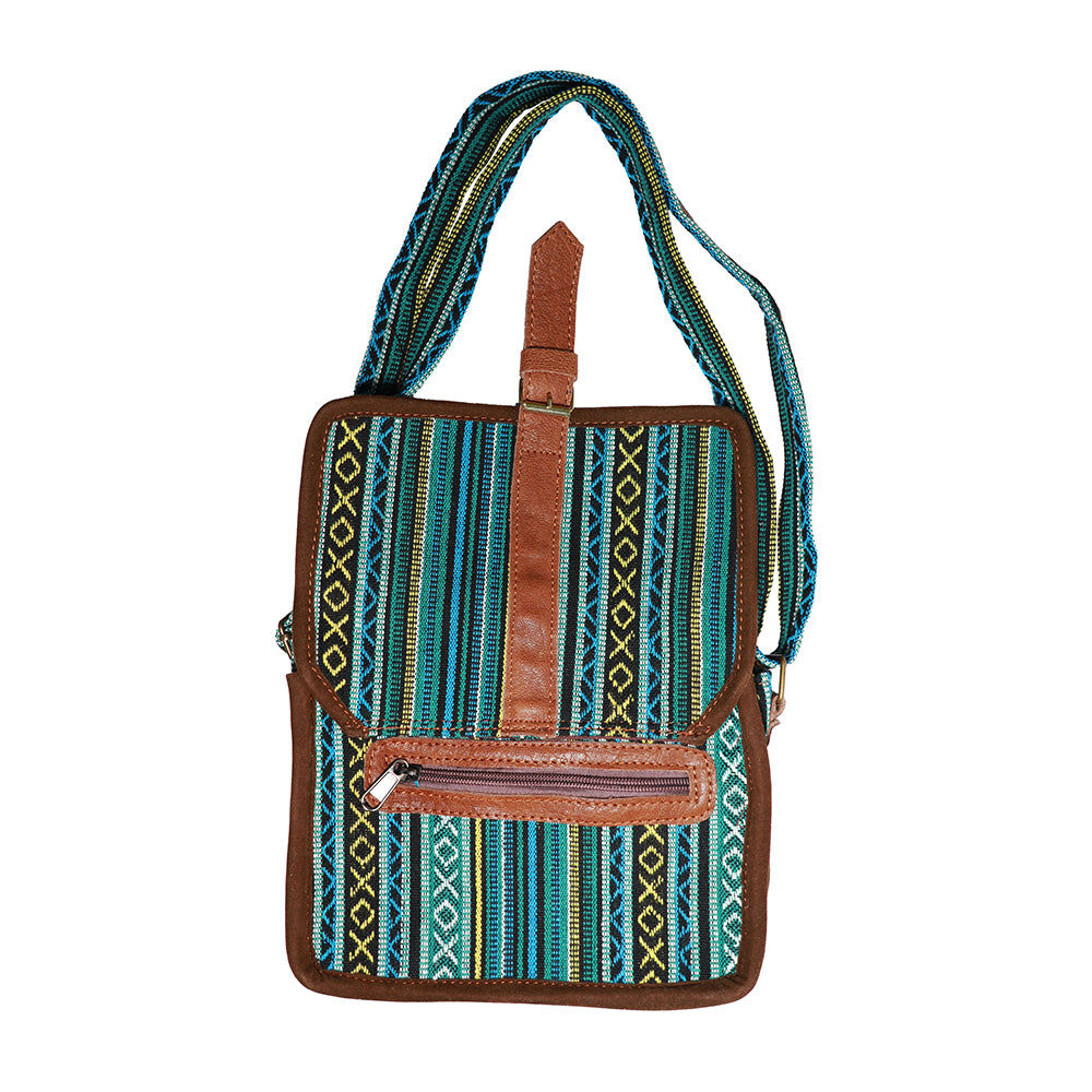 Blue Hemp Shoulder Bag | Handmade | Small | Crafted