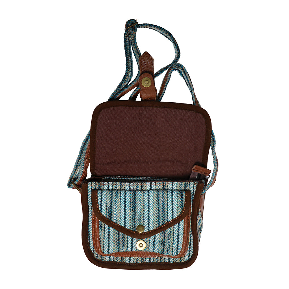 Light Blue Hemp Shoulder Bag | Handmade | Small | Crafted