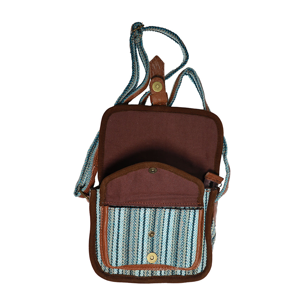 Light Blue Hemp Shoulder Bag | Handmade | Small | Crafted