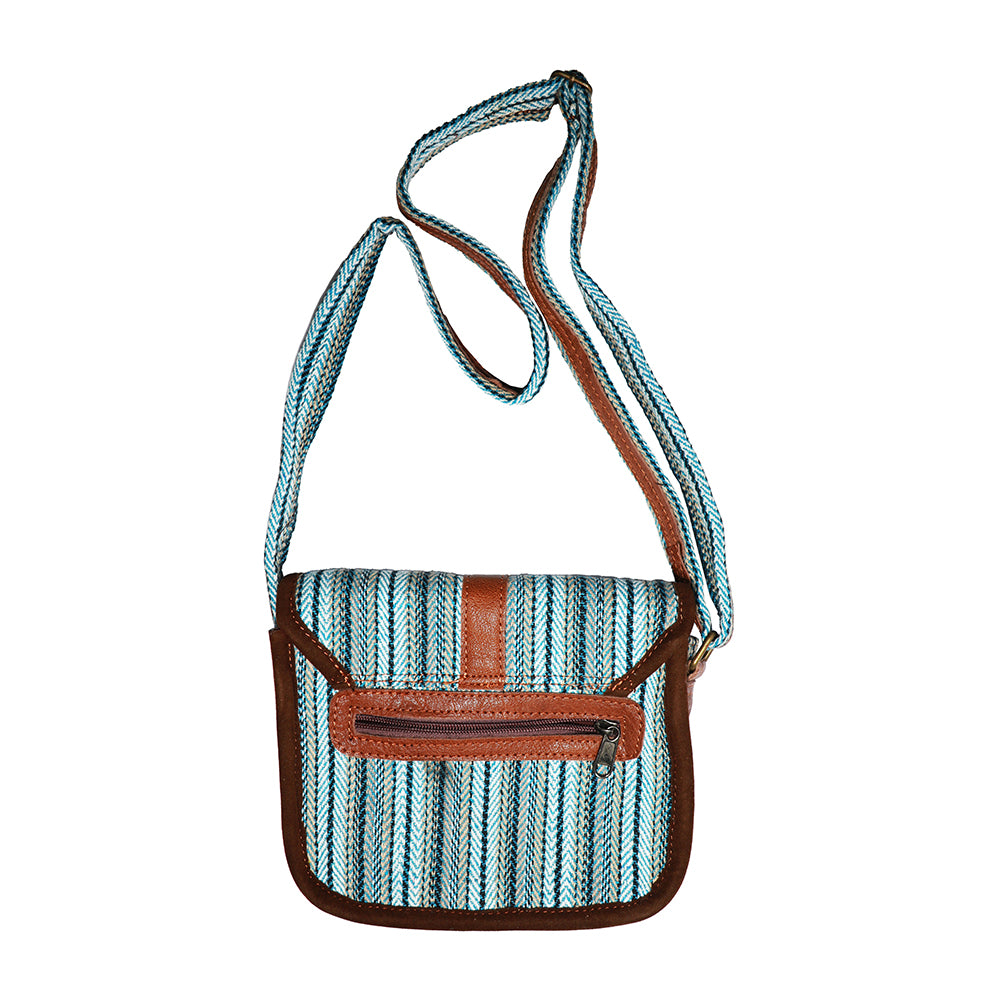 Light Blue Hemp Shoulder Bag | Handmade | Small | Crafted