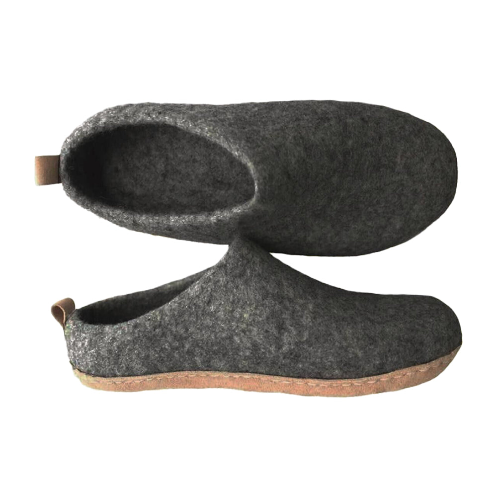 Charcoal Felt | Merino Wool Slippers | Slip-on | Unisex