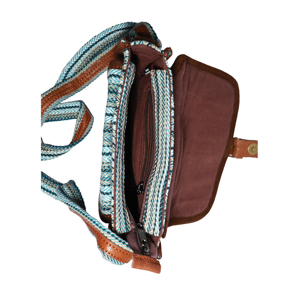 Light Blue Hemp Shoulder Bag | Handmade | Small | Crafted