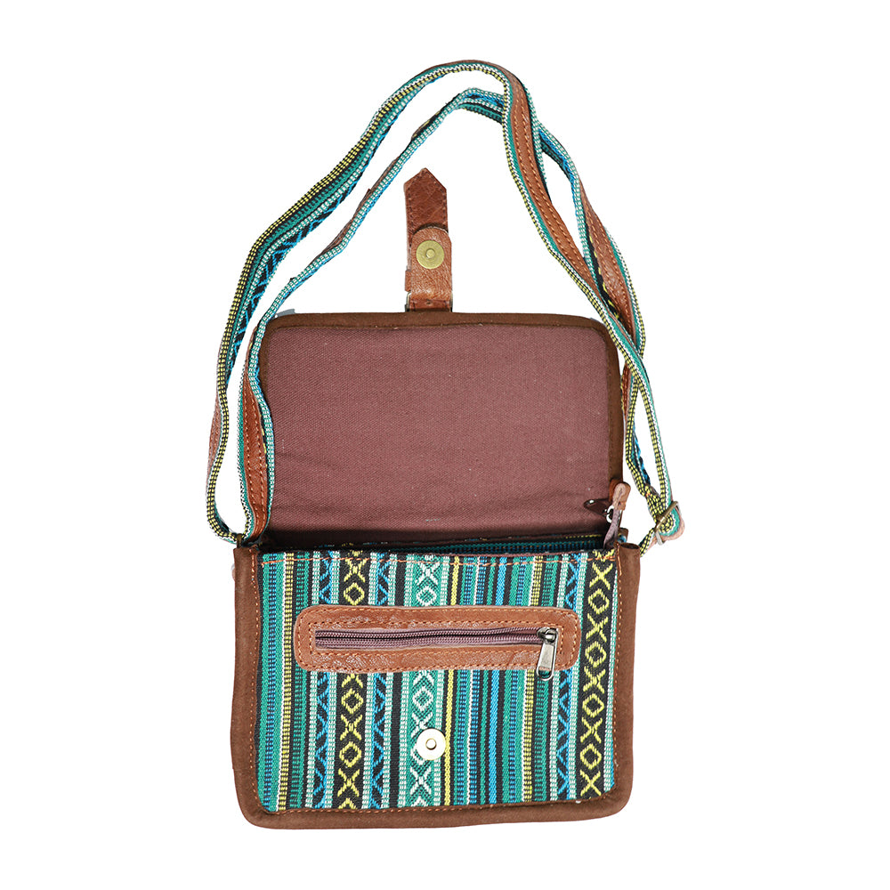 Blue Hemp Shoulder Bag | Handmade | Small | Crafted