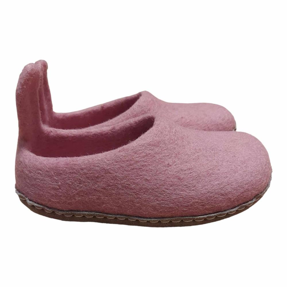 Pink Felt | Merino Wool Slippers | Slip-on | Shoes | Kids