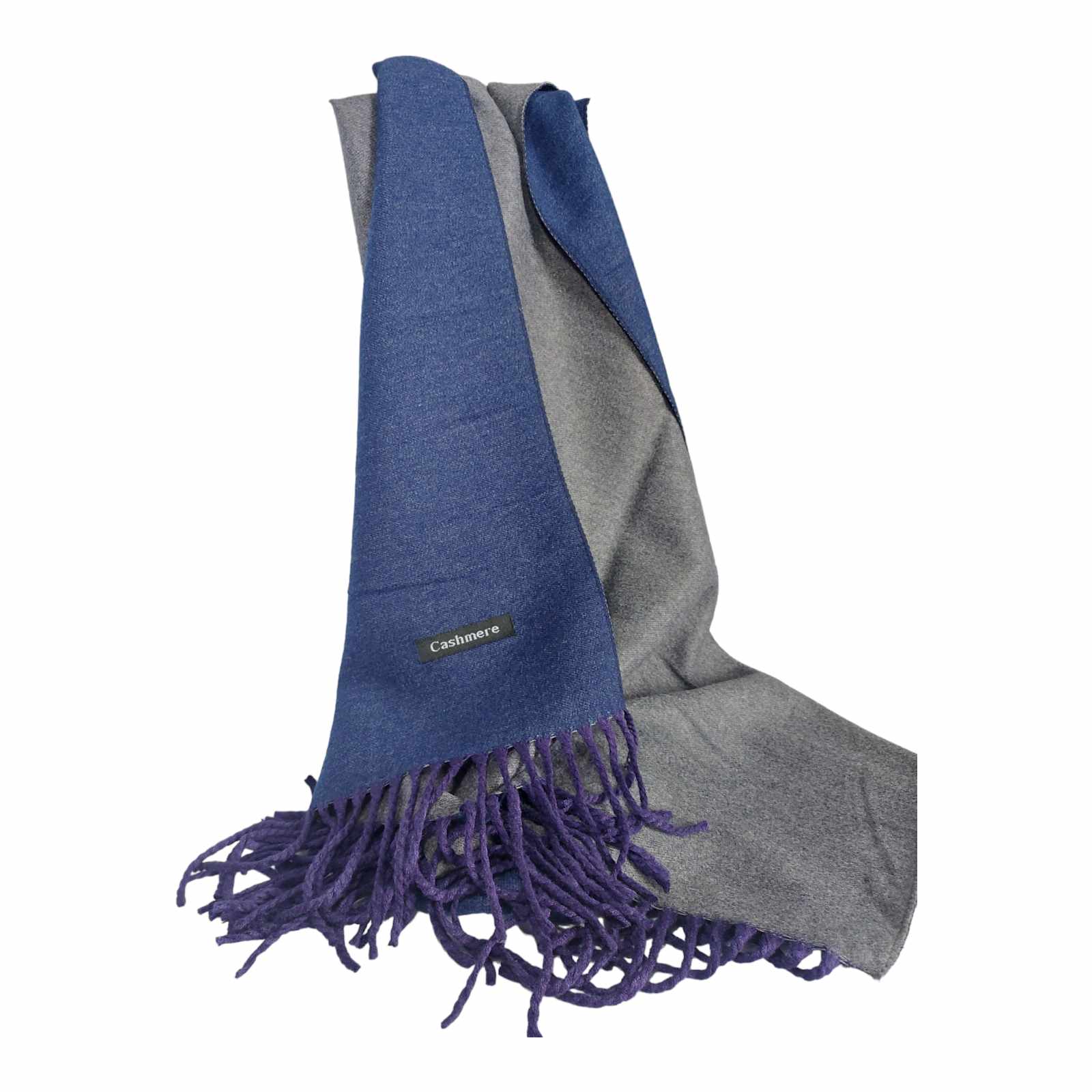 Blue | Grey Cashmere Reversable | Double Sided Scarf | Shawl | Wrap