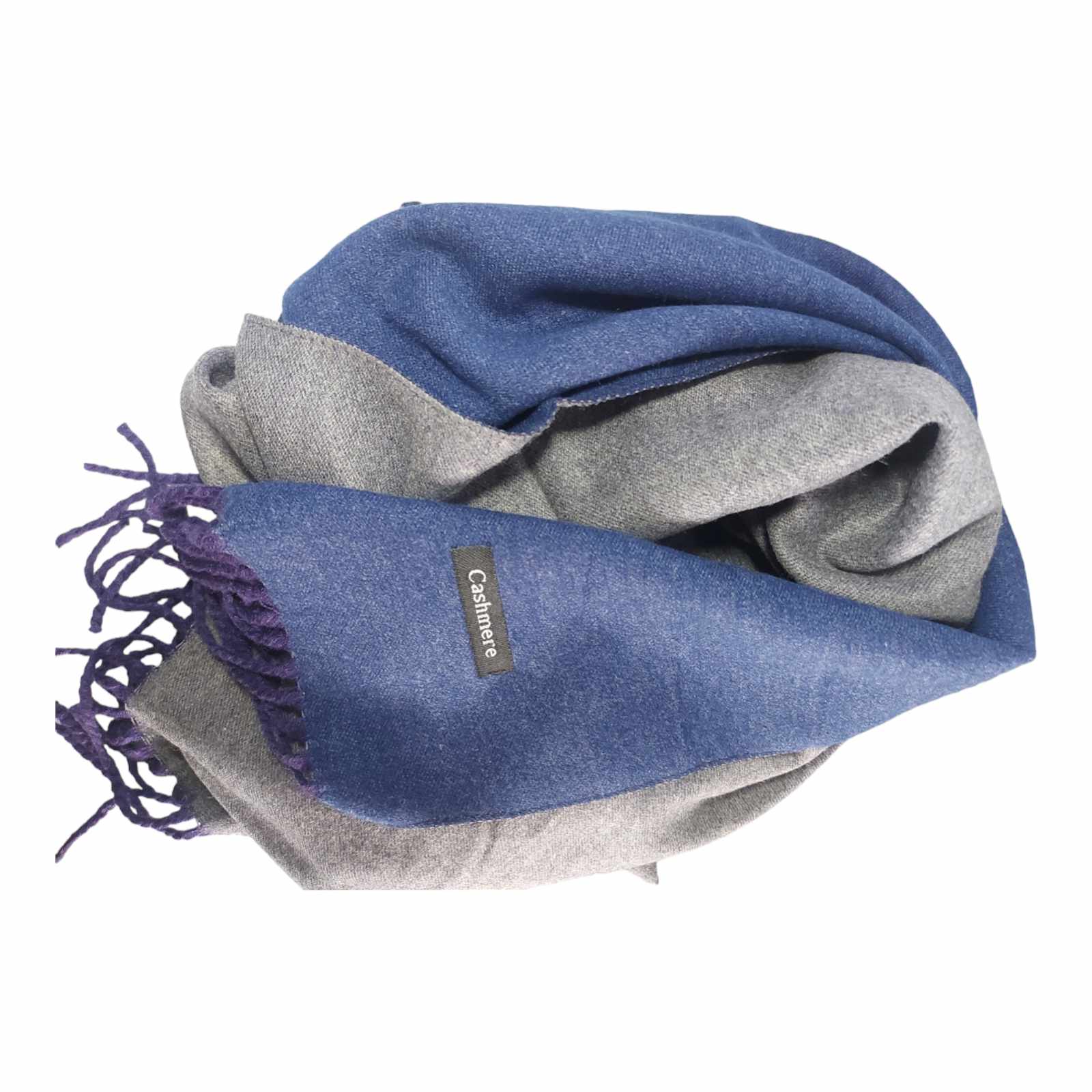 Blue | Grey Cashmere Reversable | Double Sided Scarf | Shawl | Wrap