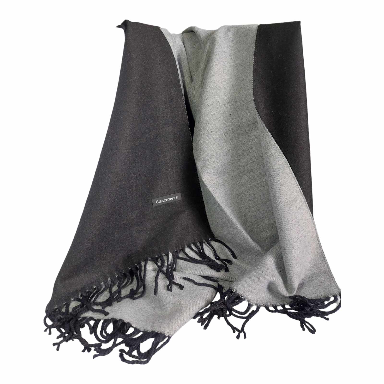 Black | Grey Cashmere Reversable | Double Sided Scarf | Shawl | Wrap