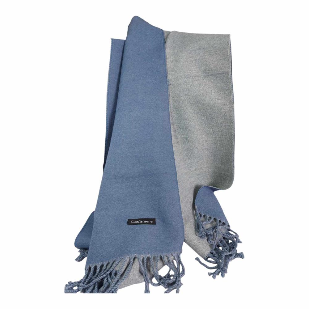 Light Blue | Grey Cashmere Reversable | Double Sided Scarf | Shawl | Wrap