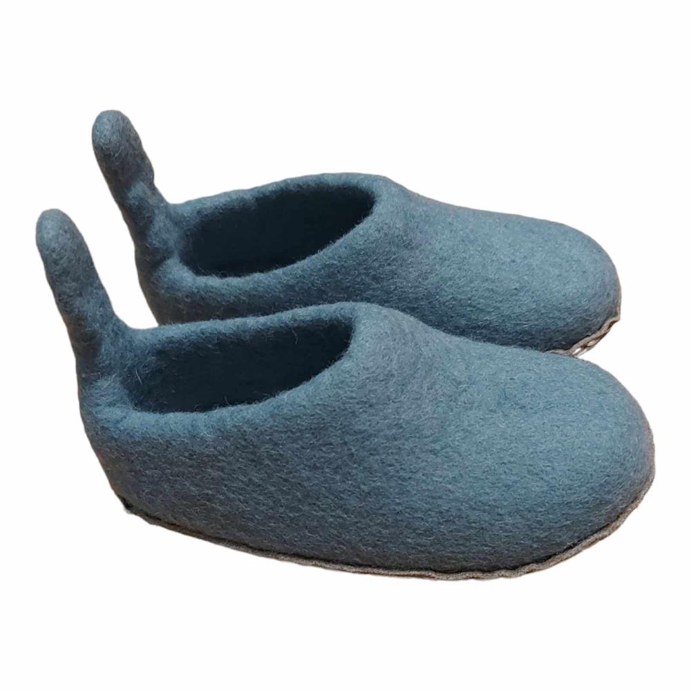 Sky Blue Felt | Merino Wool Slippers | Slip-on | Shoes | Kids