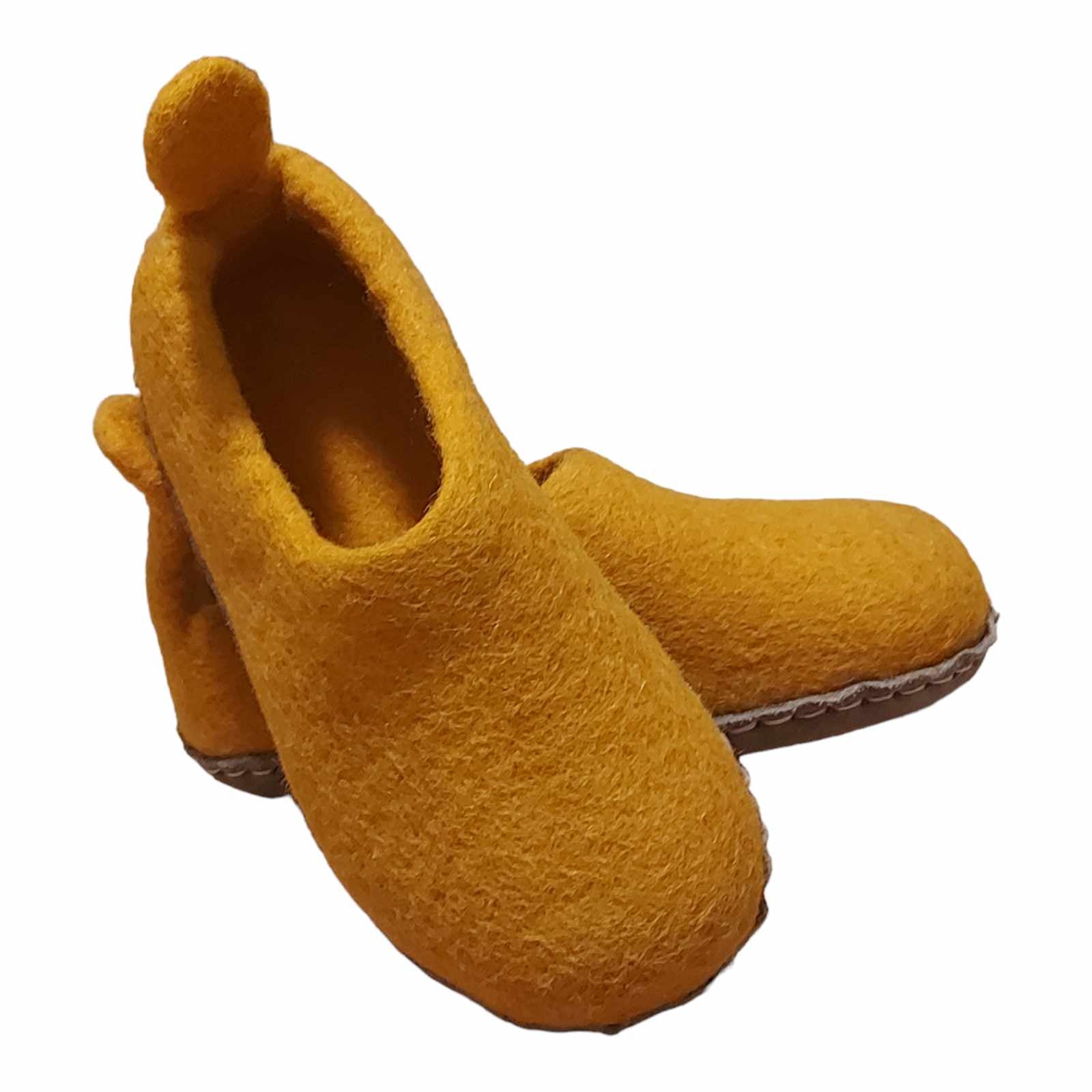 Orange Felt | Merino Wool Slippers | Slip-on | Shoes | Kids