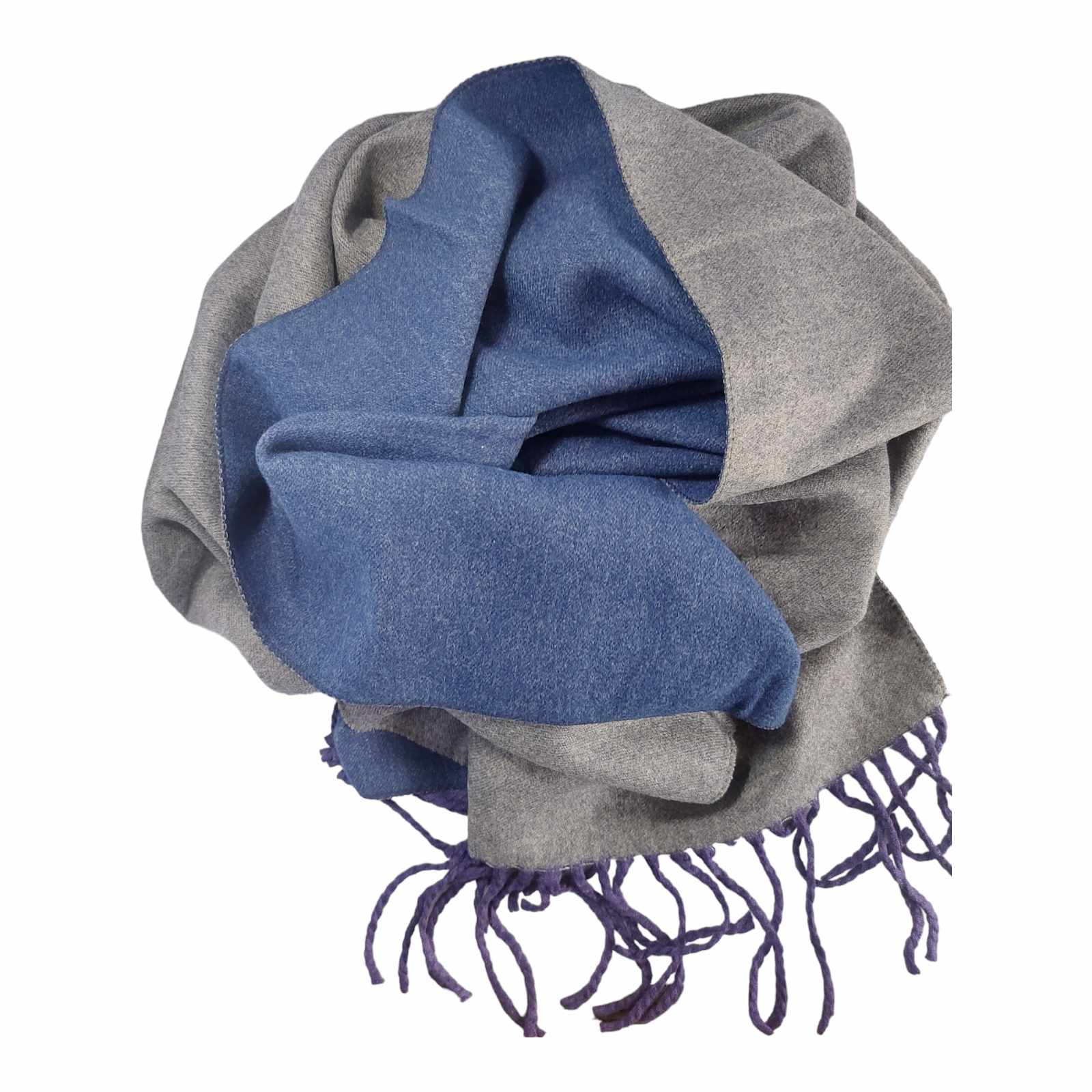 Blue | Grey Cashmere Reversable | Double Sided Scarf | Shawl | Wrap