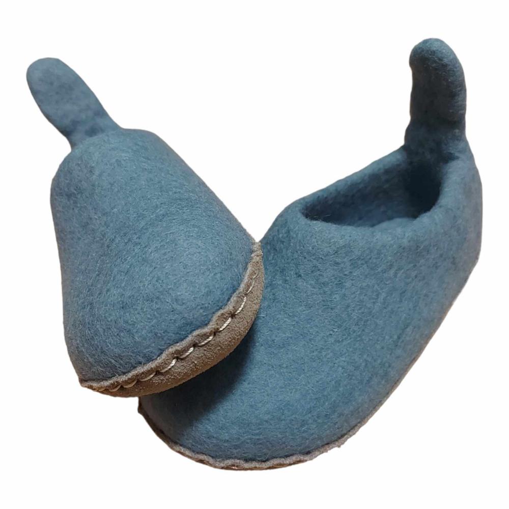 Sky Blue Felt | Merino Wool Slippers | Slip-on | Shoes | Kids