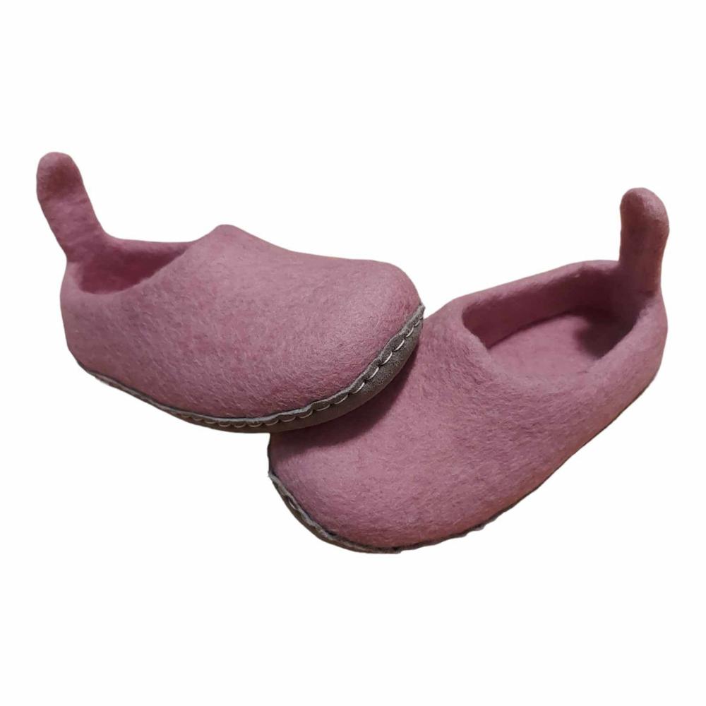 Pink Felt | Merino Wool Slippers | Slip-on | Shoes | Kids