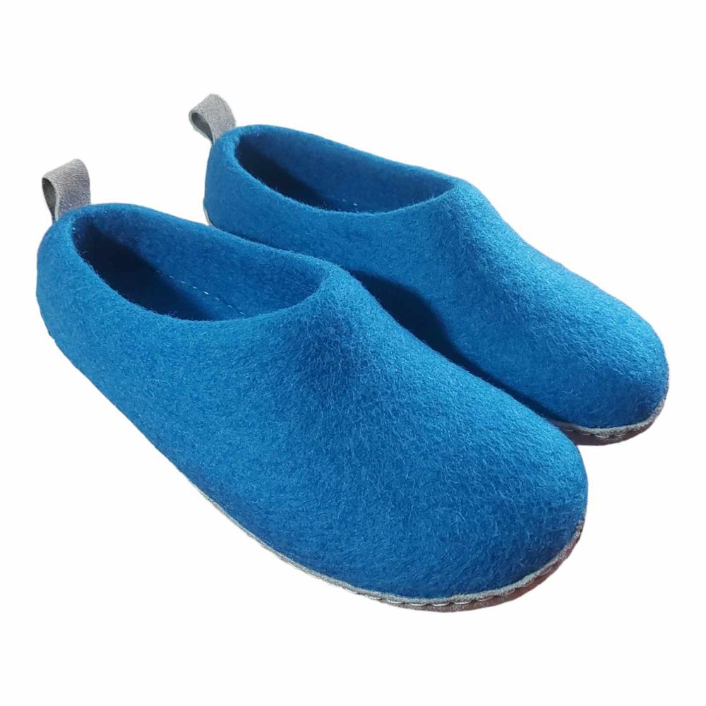 Blue Felt | Merino Wool Slippers | Slip-on | Unisex