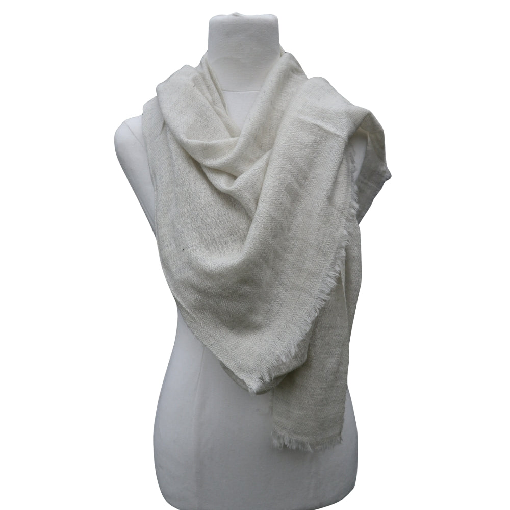 White Cashmere Scarf | Shawl | Wrap | Muffler | Handmade