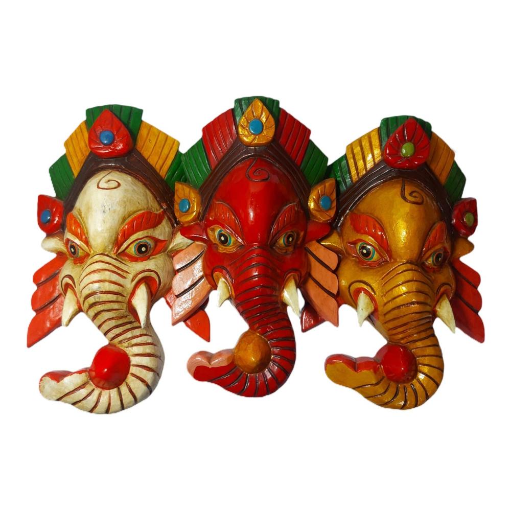Handcrafted Ganesh Wooden Mask | Wall Hanging | Made in Nepal