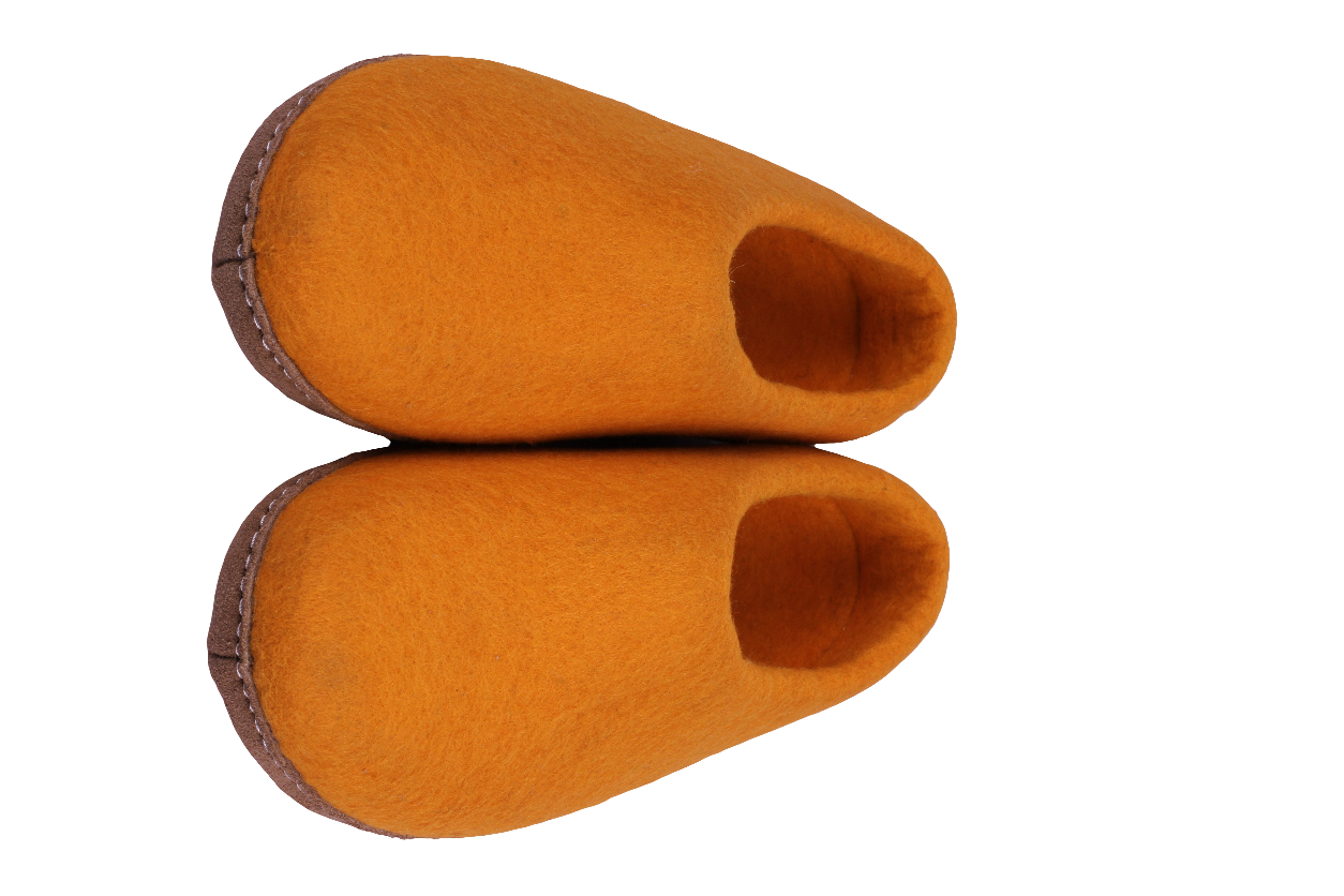 Orange Felt | Merino Wool Slippers |Unisex