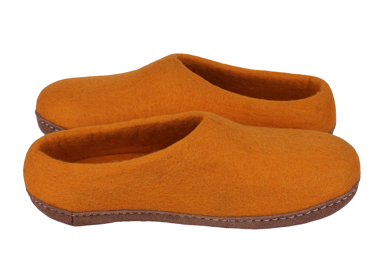 Orange Felt | Merino Wool Slippers |Unisex