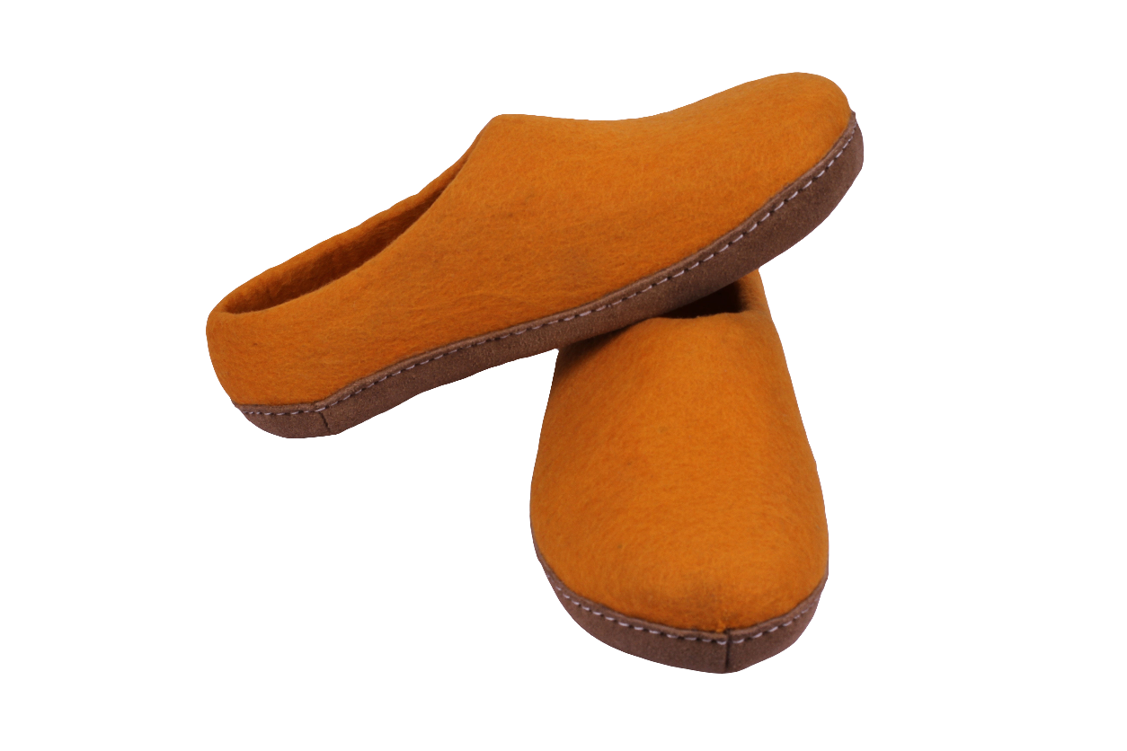 Orange Felt | Merino Wool Slippers |Unisex