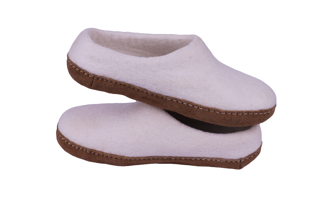 White Felt | Merino Wool Slippers | Unisex