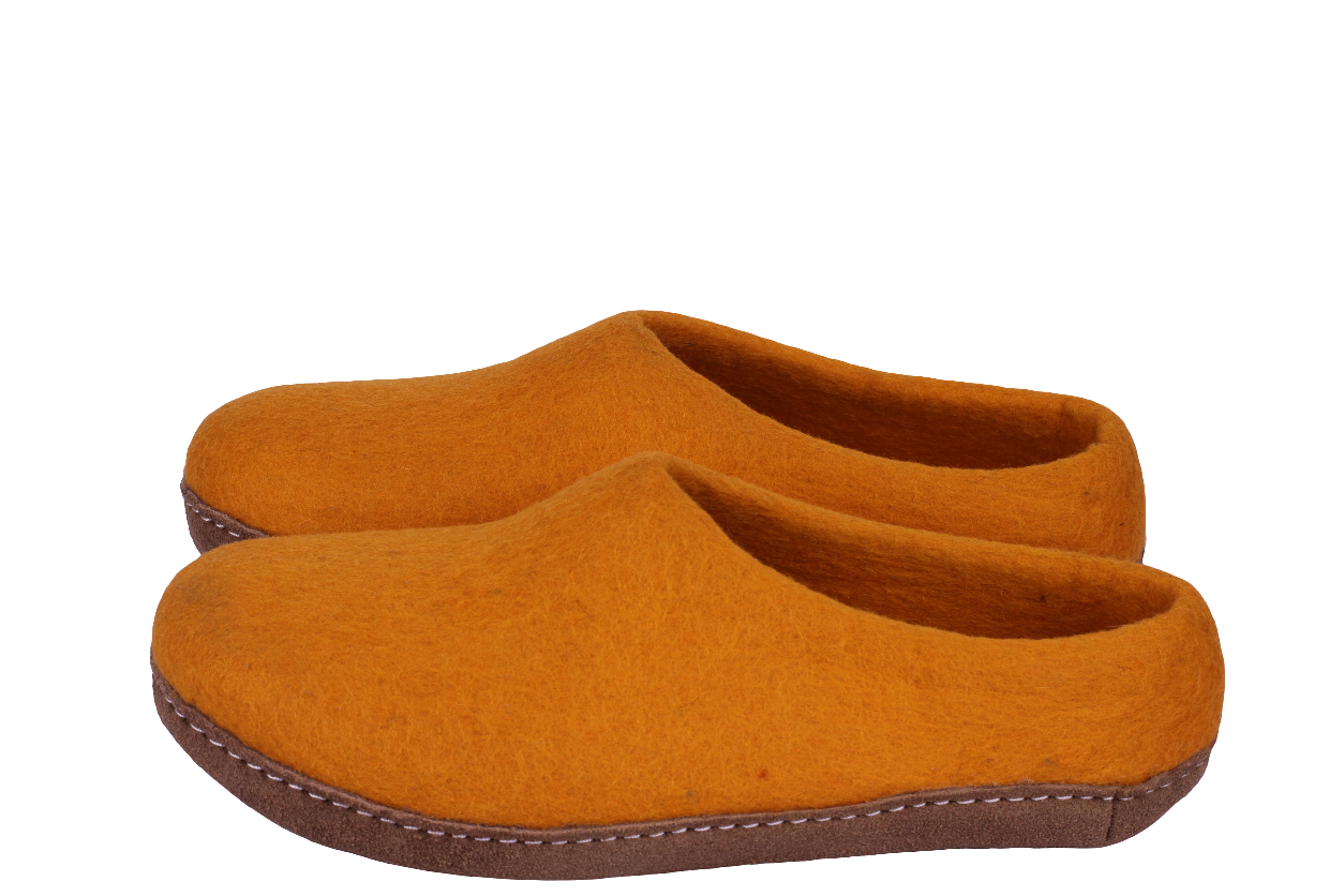 Orange Felt | Merino Wool Slippers |Unisex