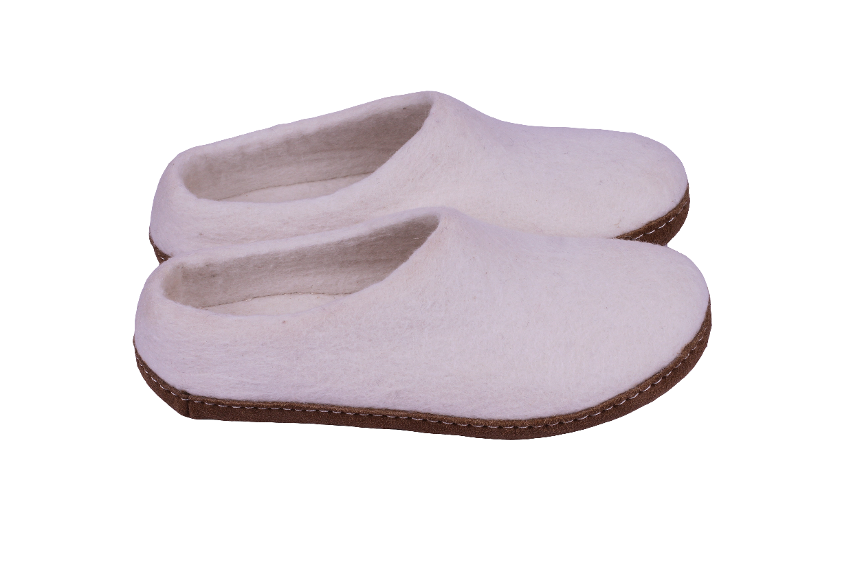 White Felt | Merino Wool Slippers | Unisex