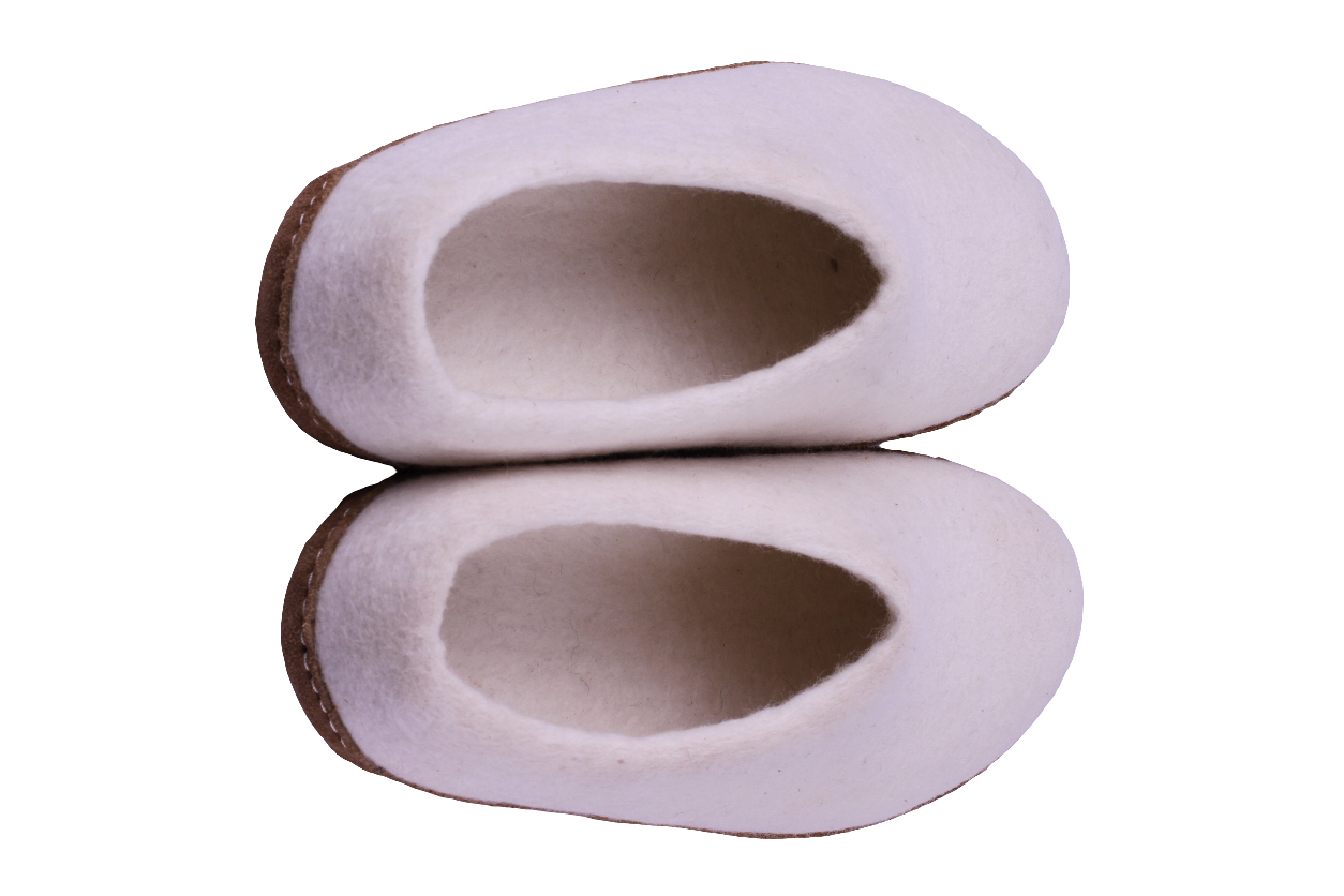 White Felt | Merino Wool Slippers | Slip-on | Unisex