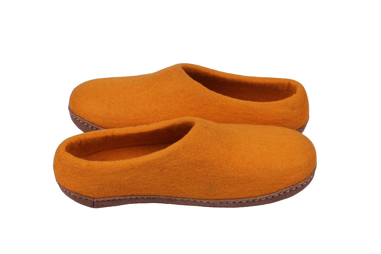 Orange Felt | Merino Wool Slippers |Unisex