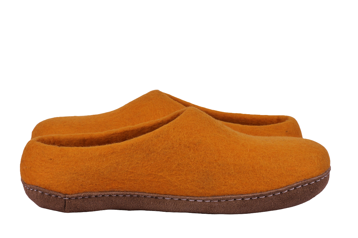 Orange Felt | Merino Wool Slippers |Unisex