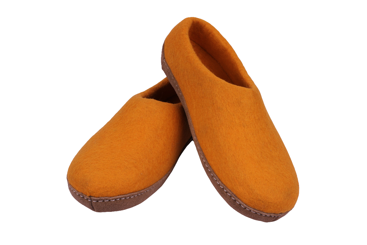 Orange Felt | Merino Wool Slippers |Unisex