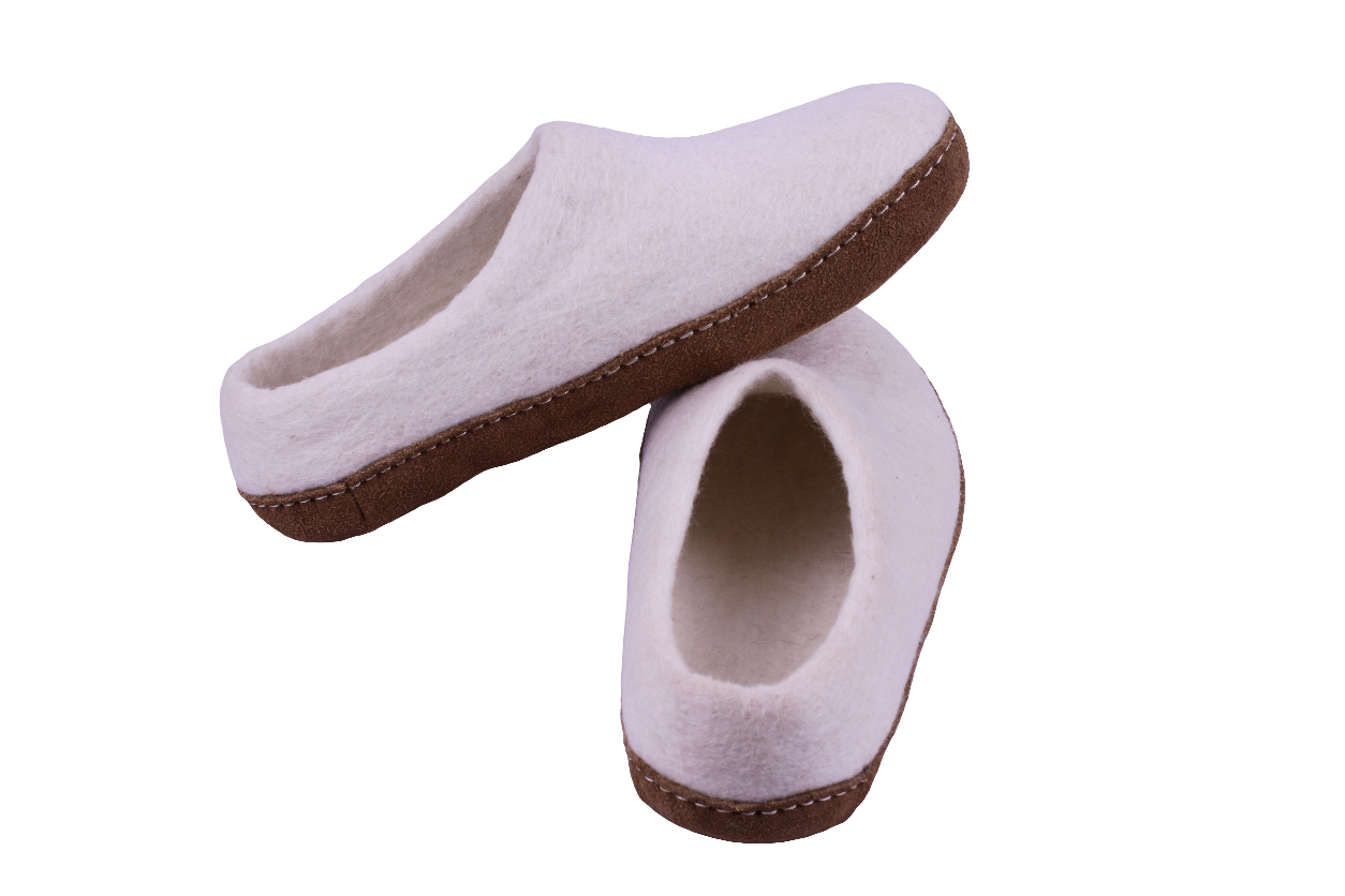 White Felt | Merino Wool Slippers | Unisex
