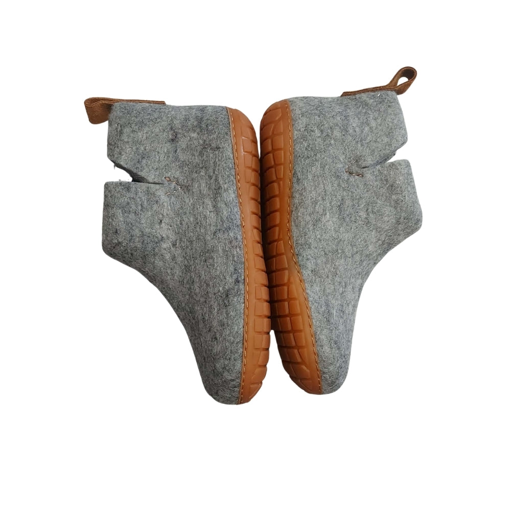 Gray Felt | Merino Wool Boot | Slip-On | Shoe | Adult | Unisex | Rubber Sole