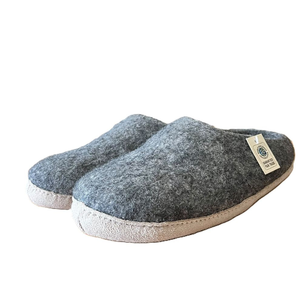 Merino Wool Felt Slipper – Suede Sole | Grey