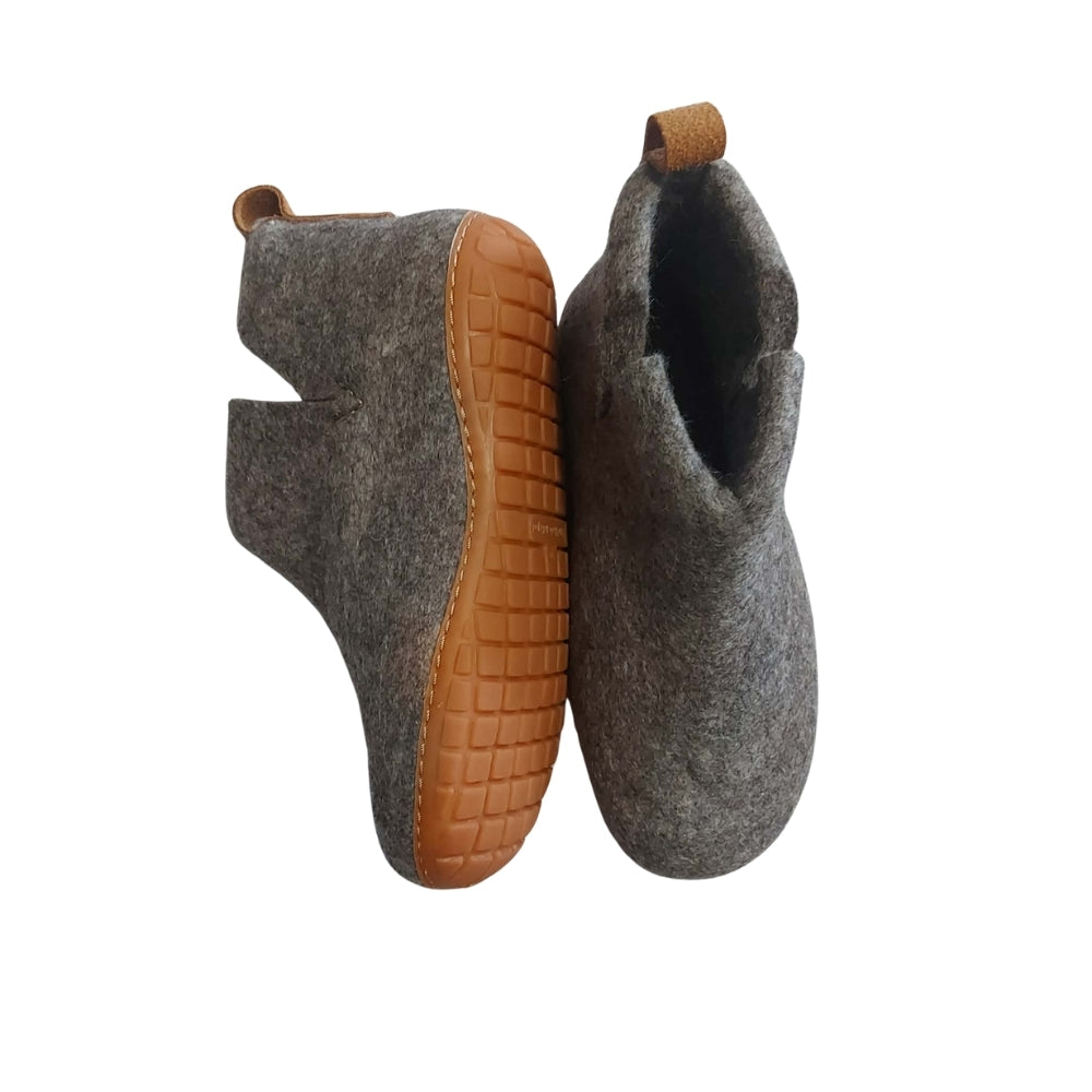 Brown Felt | Merino Wool Boot | Slip-On | Shoe | Adult | Unisex | Rubber Sole