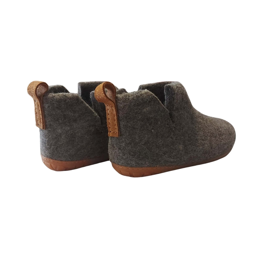Brown Felt | Merino Wool Boot | Slip-On | Shoe | Adult | Unisex | Rubber Sole