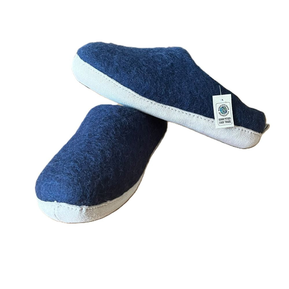 Merino Wool Felt Slipper – Suede Sole | Navy