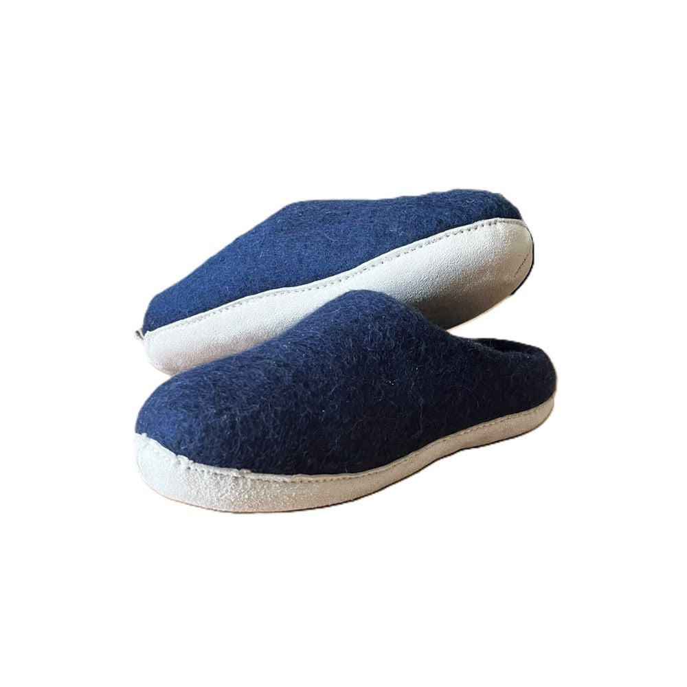 Merino Wool Felt Slipper – Suede Sole | Navy