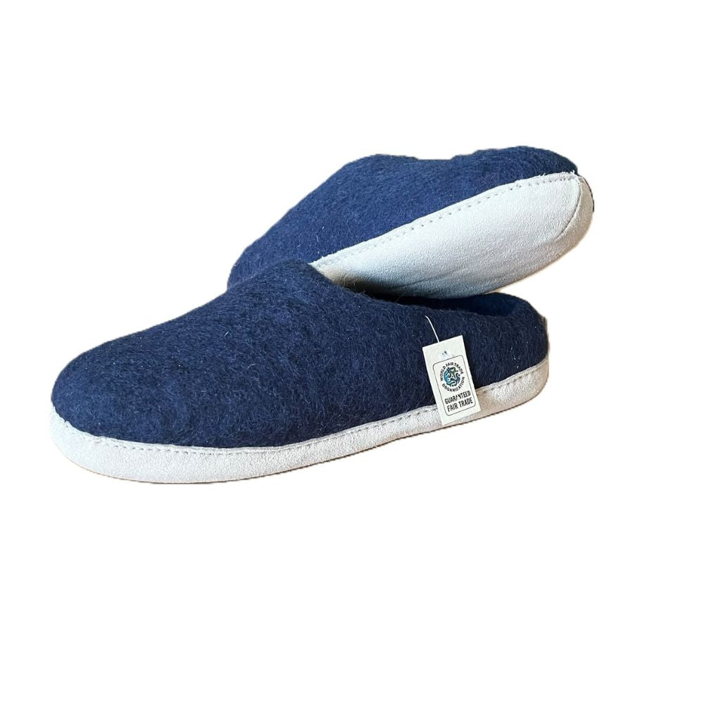 Merino Wool Felt Slipper – Suede Sole | Navy