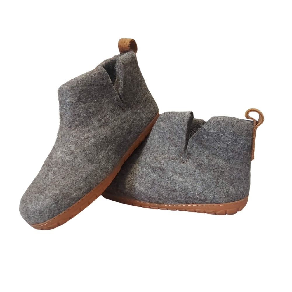 Brown Felt | Merino Wool Boot | Slip-On | Shoe | Adult | Unisex | Rubber Sole