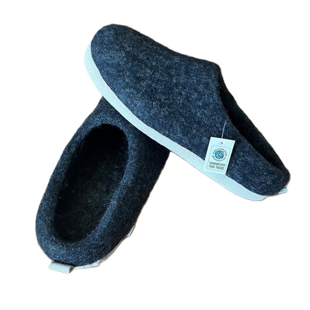 Merino Wool Felt Slipper – Suede Sole | Charcoal