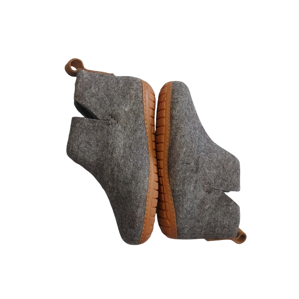 Brown Felt | Merino Wool Boot | Slip-On | Shoe | Adult | Unisex | Rubber Sole