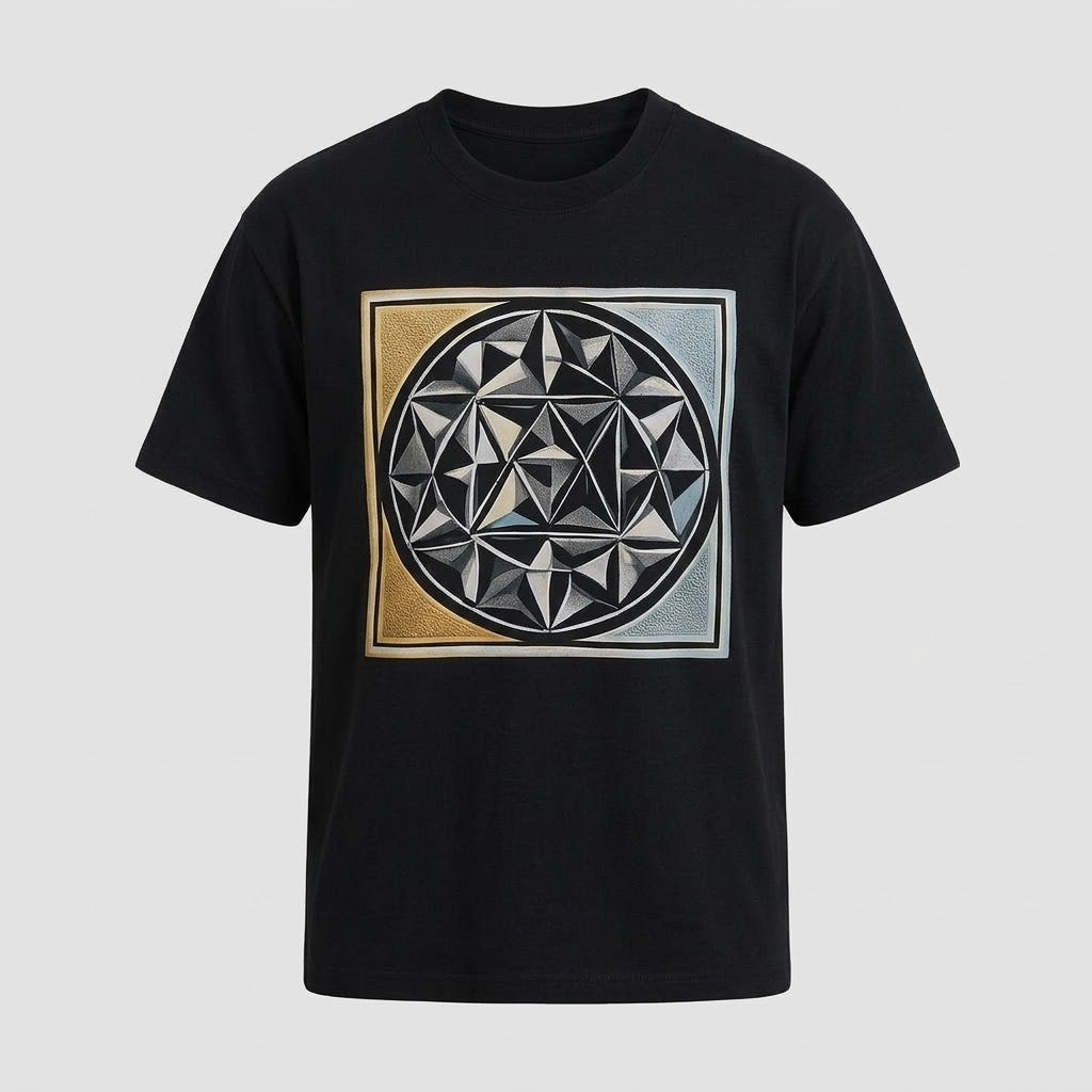 Printed Black Short Sleeve T-Shirt | 100% Cotton