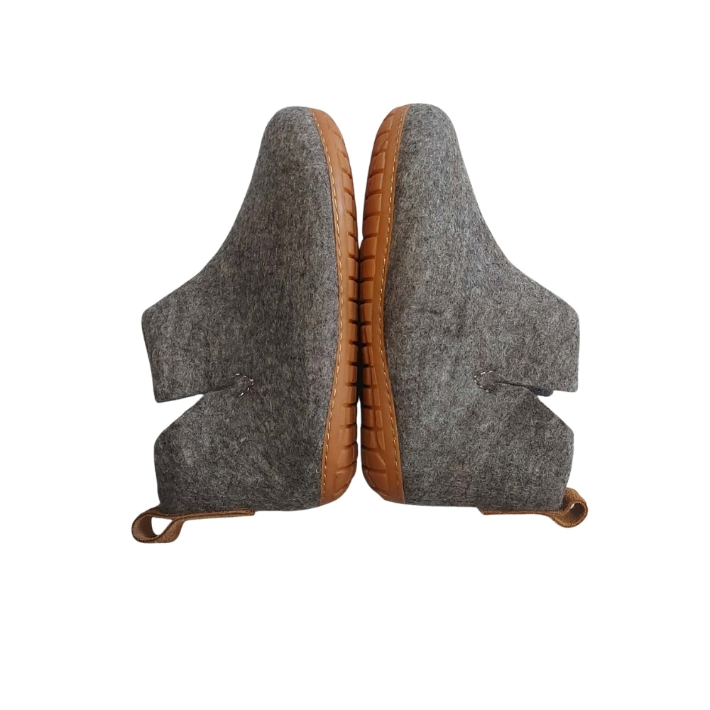 Brown Felt | Merino Wool Boot | Slip-On | Shoe | Adult | Unisex | Rubber Sole