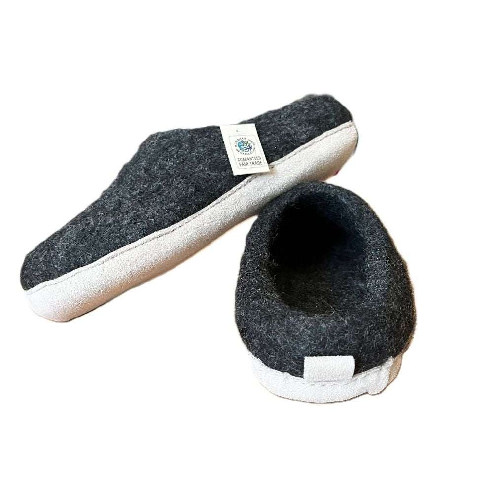 Merino Wool Felt Slipper – Suede Sole | Charcoal