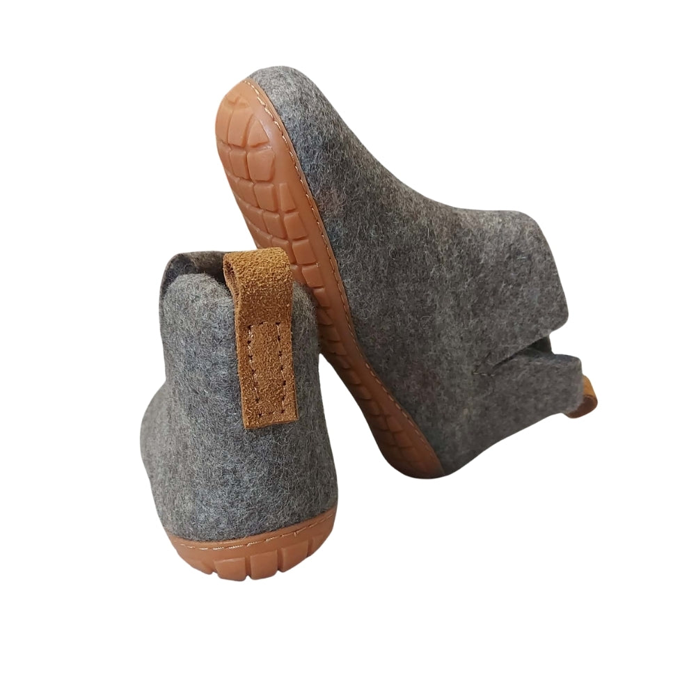 Brown Felt | Merino Wool Boot | Slip-On | Shoe | Adult | Unisex | Rubber Sole