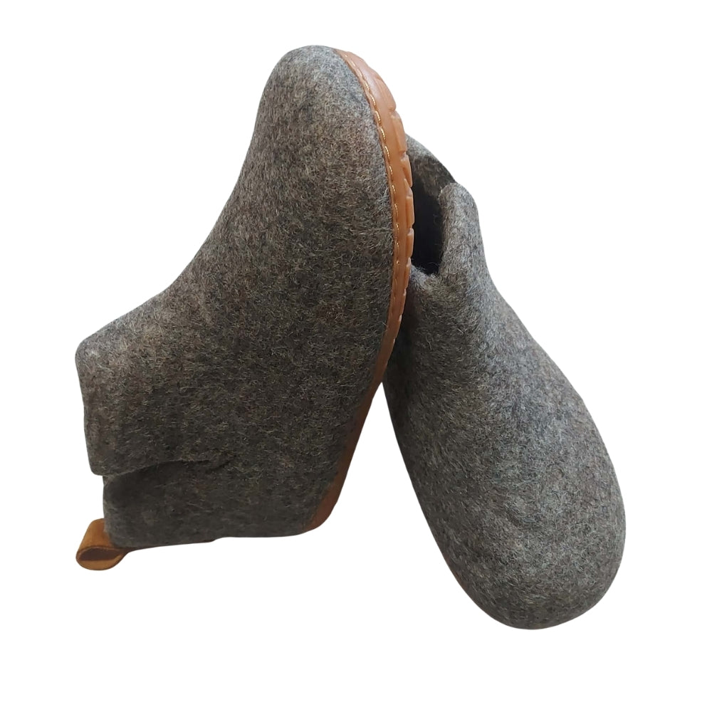 Brown Felt | Merino Wool Boot | Slip-On | Shoe | Adult | Unisex | Rubber Sole
