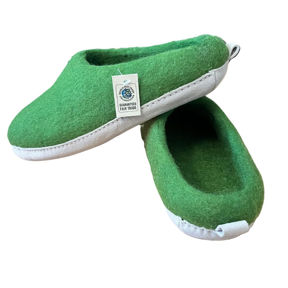 Merino Wool Felt Slipper – Suede Sole | Green