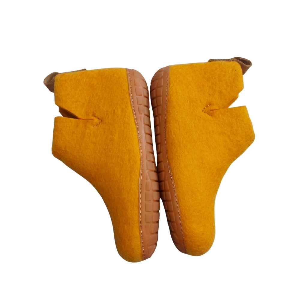Orange Felt | Merino Wool Boot | Slip-On | Shoe | Adult | Unisex | Rubber Sole